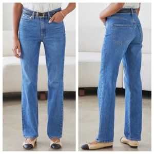 ayr - the lala jean high-rise 90s straight leg stretch denim medium wash blue